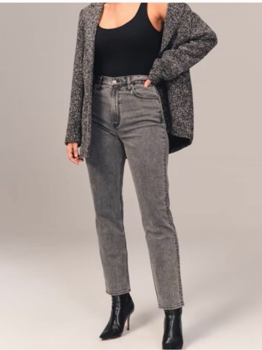 Abercrombie & Fitch High-Rise Gray Straight Leg Jeans